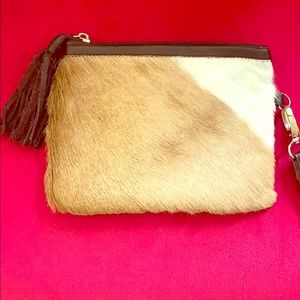 Kulu Springbok fur leather wallet/wristlet NWOT